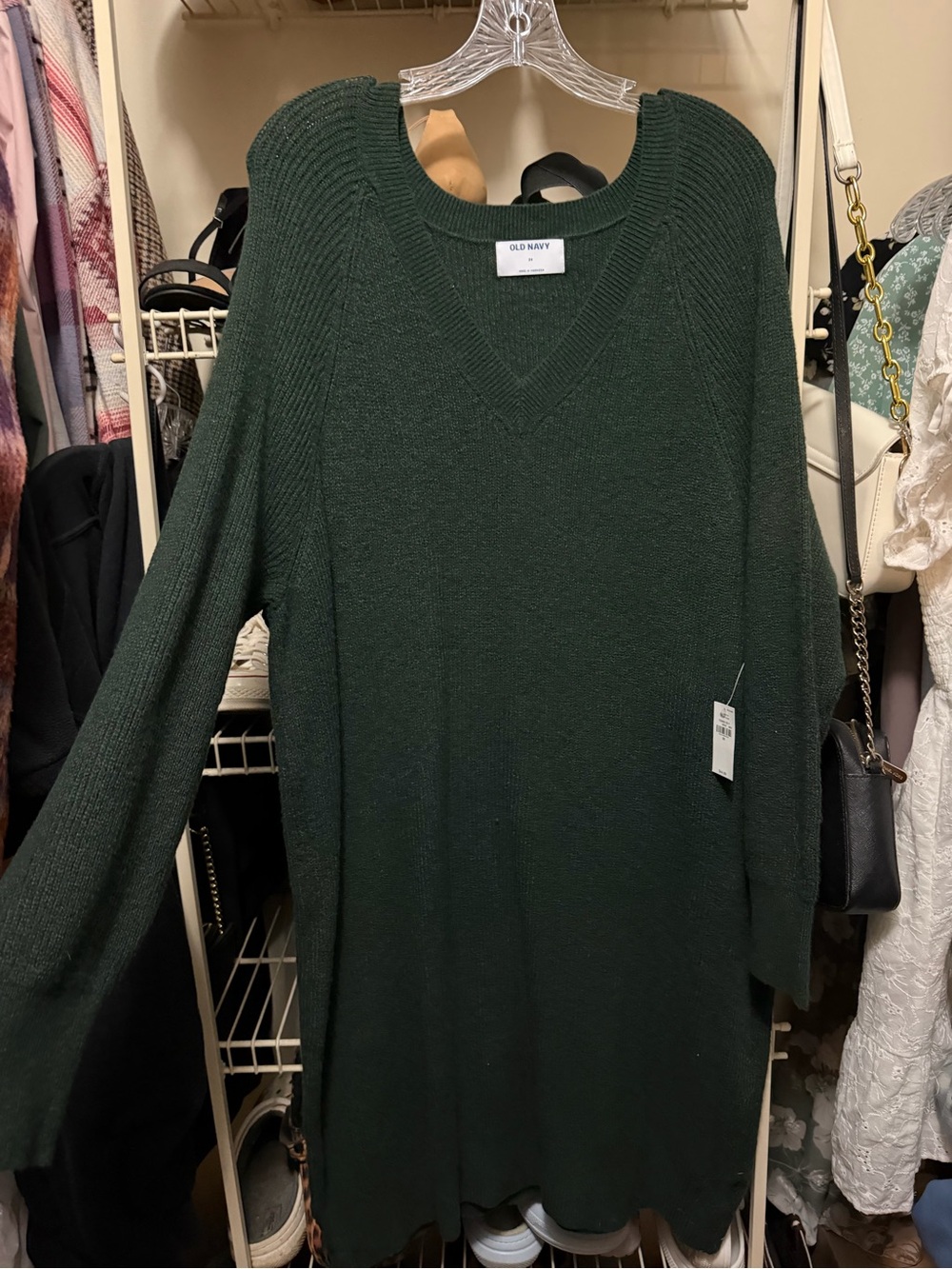 Old Navy Women's Green V-Neck Sweater Dress